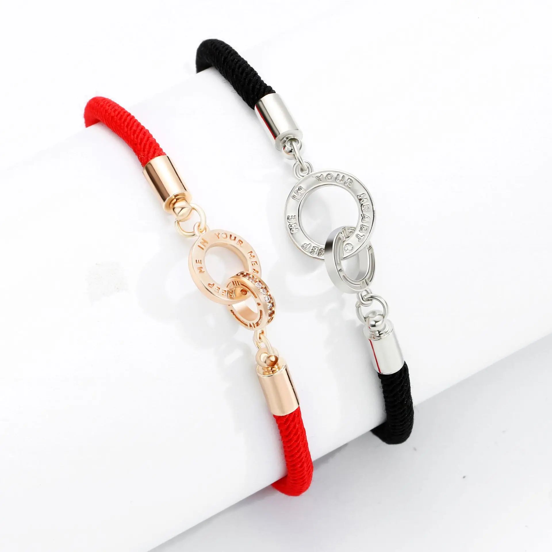 New Double Ring Couple Bracelets Men and Women Commemorative Gifts Wild Interlocking Bracelet Hand-woven Hand Rope