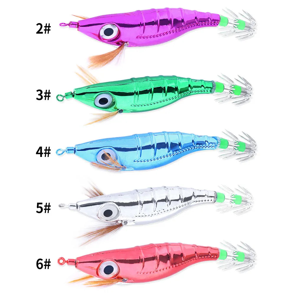 Factory Price Quality Squid Jig Luminous Fishing Lures Baits Japan Hooks Round Body Wooden Shrimp Jig Hook