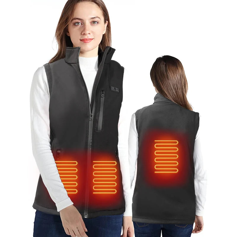 Women's Lightweight USB Electric Heated Vest 5V Casual Fabric Jaet With 3 Heating Zones for Hiking and Golf