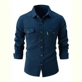 2026 Wholesale Men Full Length Sleeves Blank Shirt No-iron Shirt Casual Solid Color Cotton Vintage Shirt