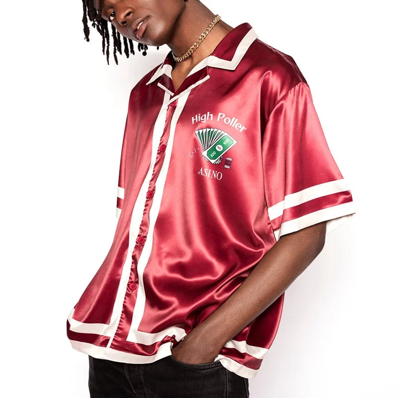 Custom Streetwear Silk Shirt Men Luxury Shirt for Men New Style Satin Shirt