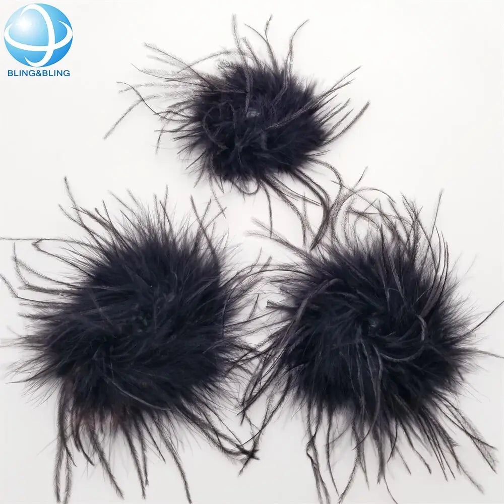 Fashion Decorative Shoe Flower Ostrich Feather Pompoms Big Fluffy Plush Soft Balls for Shoe Buckles