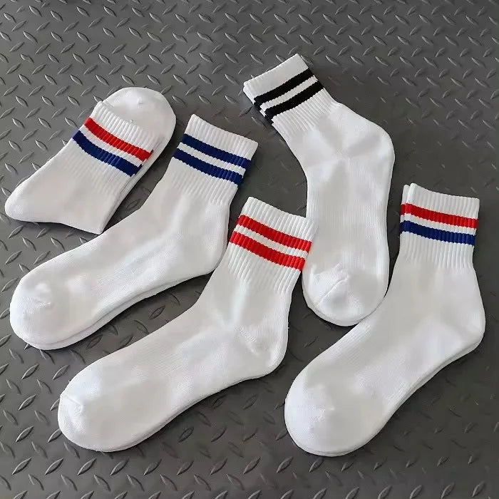 Wholesale Stripe Half Terry Training Socks Men Badminton Sports Cotton Crew Socks