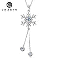 2024 Unique Christmas Gift 925 Sterling Silver D Color 6.5mm & 4mm Moissanite Snowflake Tassel Pendant Necklace for Women