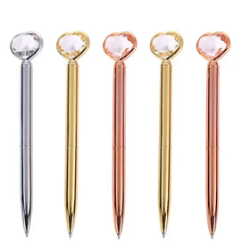 Wholesale Custom Design Diamond Crystal Kawaii Cute Metal Pens for Women Bulk Sport Logo Pens 1.0mm Writing Width