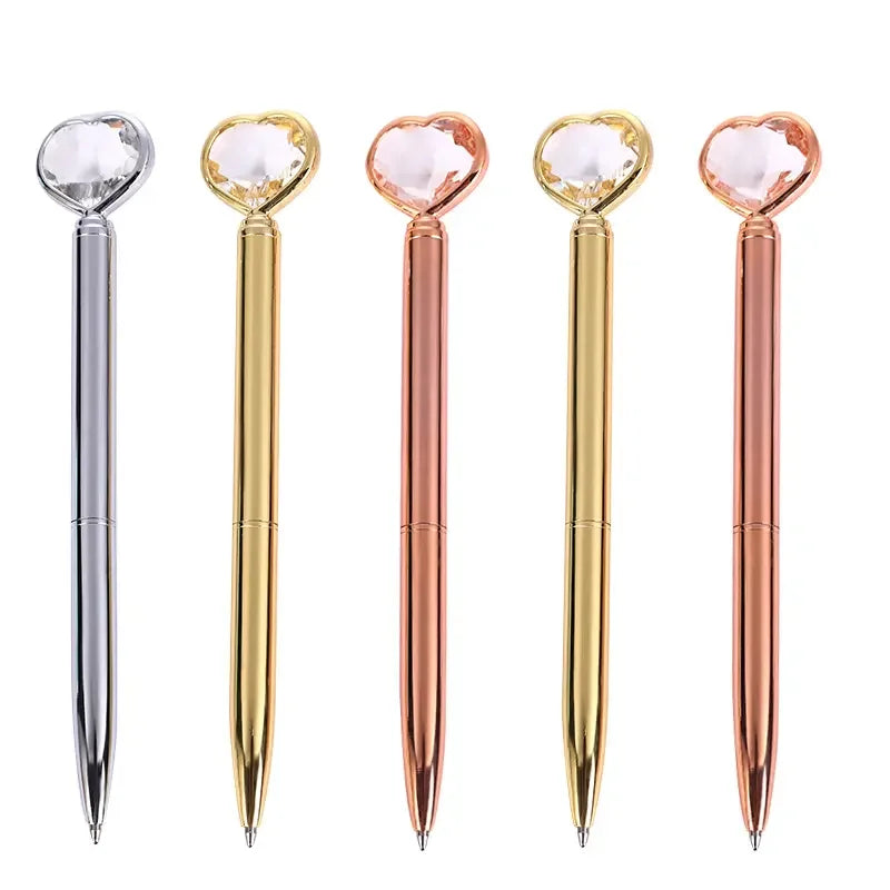 Wholesale Custom Design Diamond Crystal Kawaii Cute Metal Pens for Women Bulk Sport Logo Pens 1.0mm Writing Width