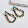 New Arrivals Crystal Rhinestone Fashion Jewelry Earrings Colorful Glass Hollow Water Drop Large Earrings for Women