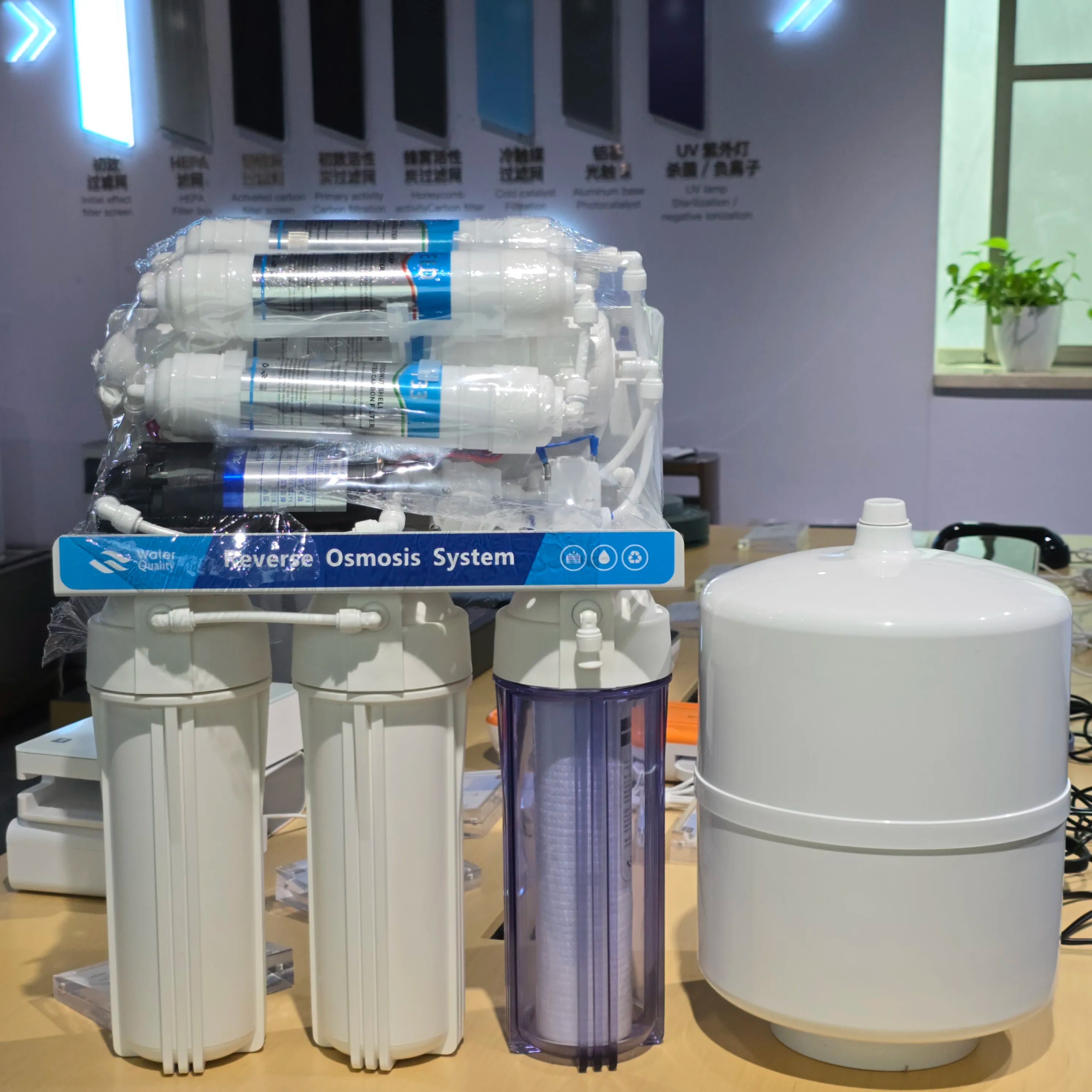 0.0001 Micron Filtro De Agua Water Purifier 7 Stages Reverse Osmosis Water Filter System for Home
