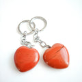 Diy Bulk Supplier Handmade Natural Stone Heart Crystal Natural Stone Carnelian Key Chain Heart Key Chain