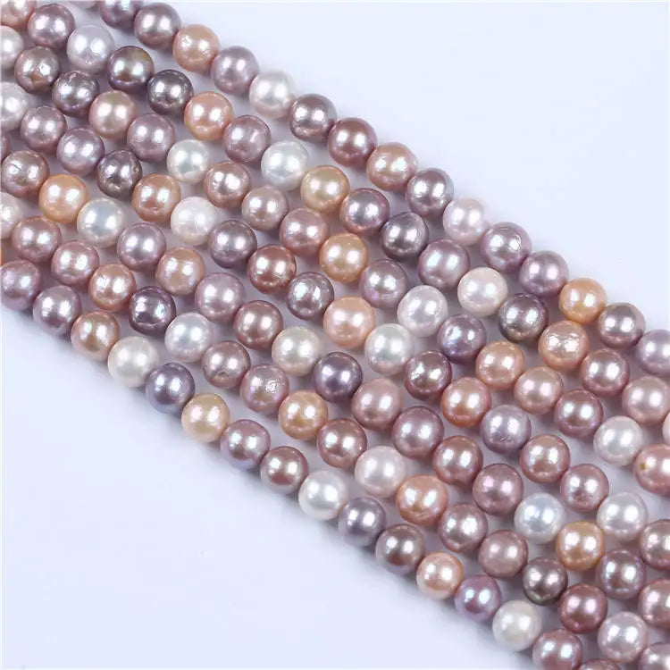 Natural 10-11White and Muti Color Edison Round Shape Loose Freshwater Pearl Strand