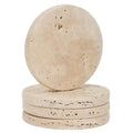 Hot Sale 4 Inch Round Drink Coaster Cream Travertine Stone Coaster Set