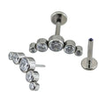 ASTM F136 G23 Titanium Threadless Push in Labret With Cubic Zircon on Top Lip Flat Back Piercing Studs Wholesale Body Piercing