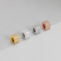 Fashion S925 Sterling Sliver Cubic Zircon Square Spacer Beads Gold Plated Square Loose Beads for Jewelry Making Accessories