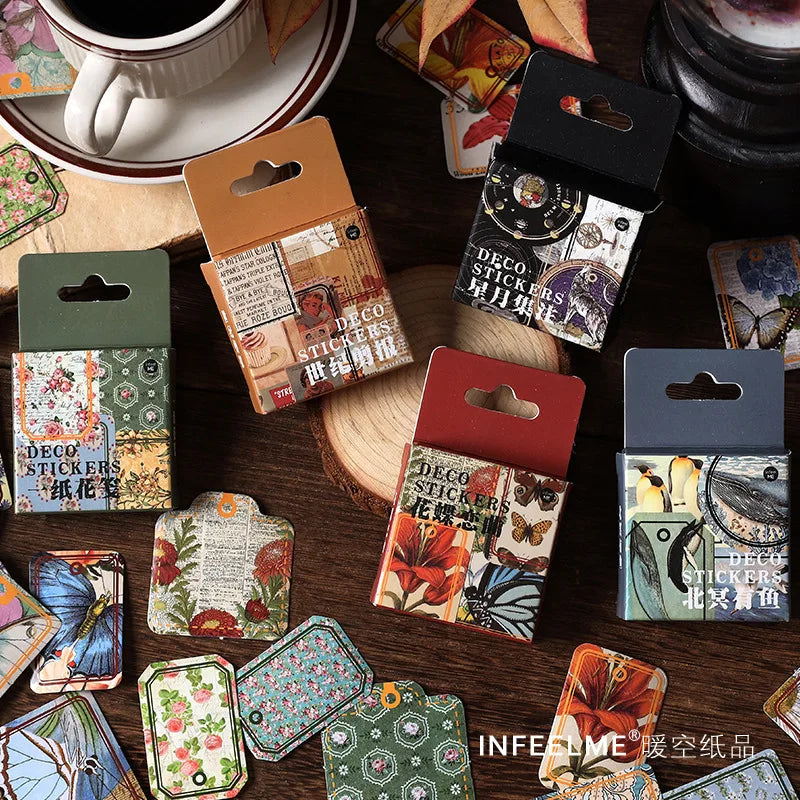 46pcs Per Box Packed Stickers Retro Collection Series Arts Journal Decoration Material Stickers 6 Models for Choose 2022 NEW