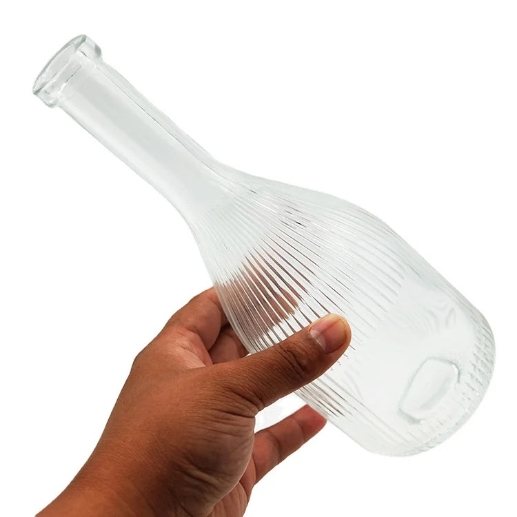 Long Neck Glass Juice Bottle with Sealed Cork 330ml 500ml Sparkling Water Glass Clear Bottles