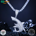 Dropshipping Pass Diamond Tester Iced Out Shark Pendant 925 Sterling Silver VVS Lab Moissanite Animal Charm Necklace