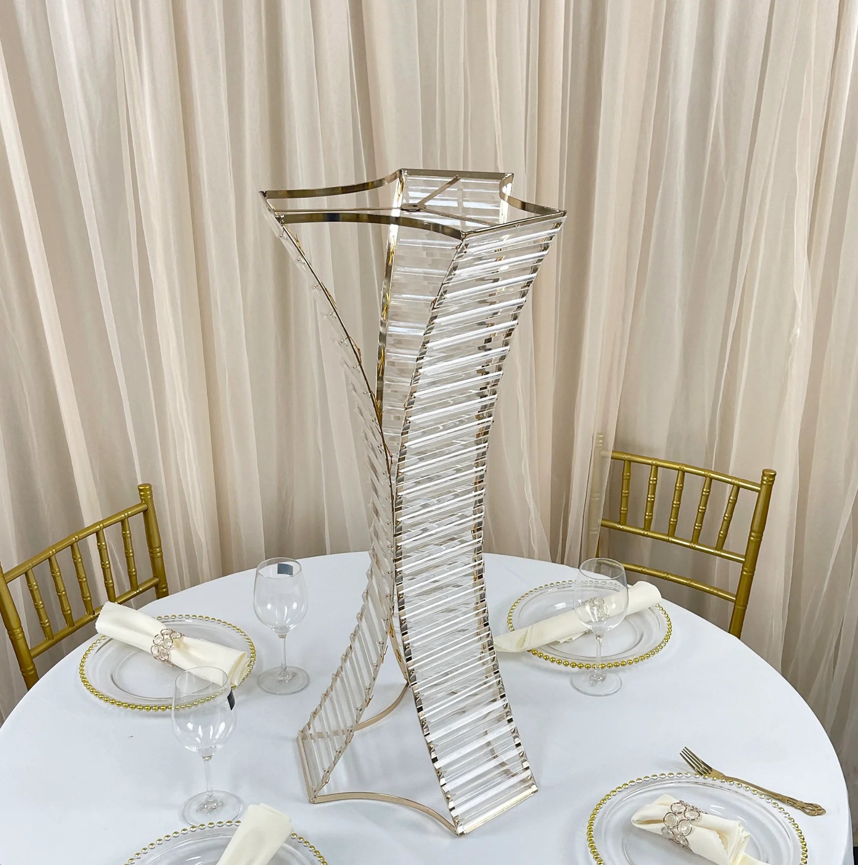 Flower Vase Stands Metal Acrylic Candle Holder Party Arrangement Golden Wedding Table Centerpiece Decoration