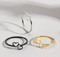 Minimalist Jewelry Rings Stainless Steel 18k Heart Hollowed Out Heart Interlocking Ring Simple Jewelry Couple Ring Gift for Her