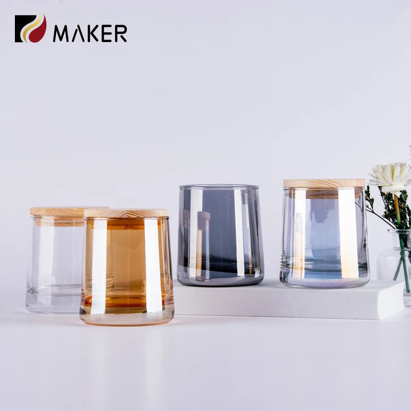 Custom Luxury Cylinder Glass Candle Jar with Custom Colors & Logo Scented Home Decor