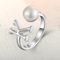 2024 Latest Letter K Design 5925 Sterling Silver Pearl Jewelry Adjustable Rings Custom Alphabet for Sale