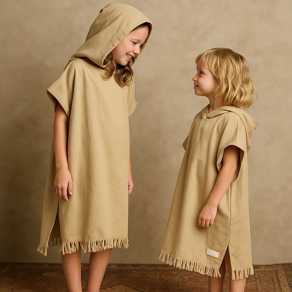 Luxury Cotton Hooded Poncho Towel for Kids Ultra Soft Absorbent Changing Robe for Beach Pool Swim Lessons Toddler Poncho