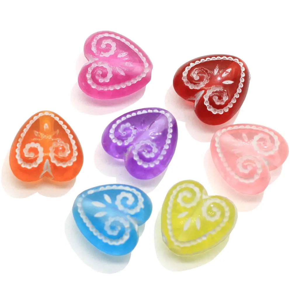 Heart Beautiful Jewelry Pearls Beads Cute Pattern Painted Kawaii Decor Jewelry Beads Accessory Ornament Bead