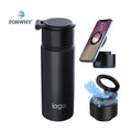 Fonwhy Custom Insulated Smart Speaker 304 Stainless Steel Sports Water Bottle Bluetooth Speaker Magnetic Cell Phone Holder