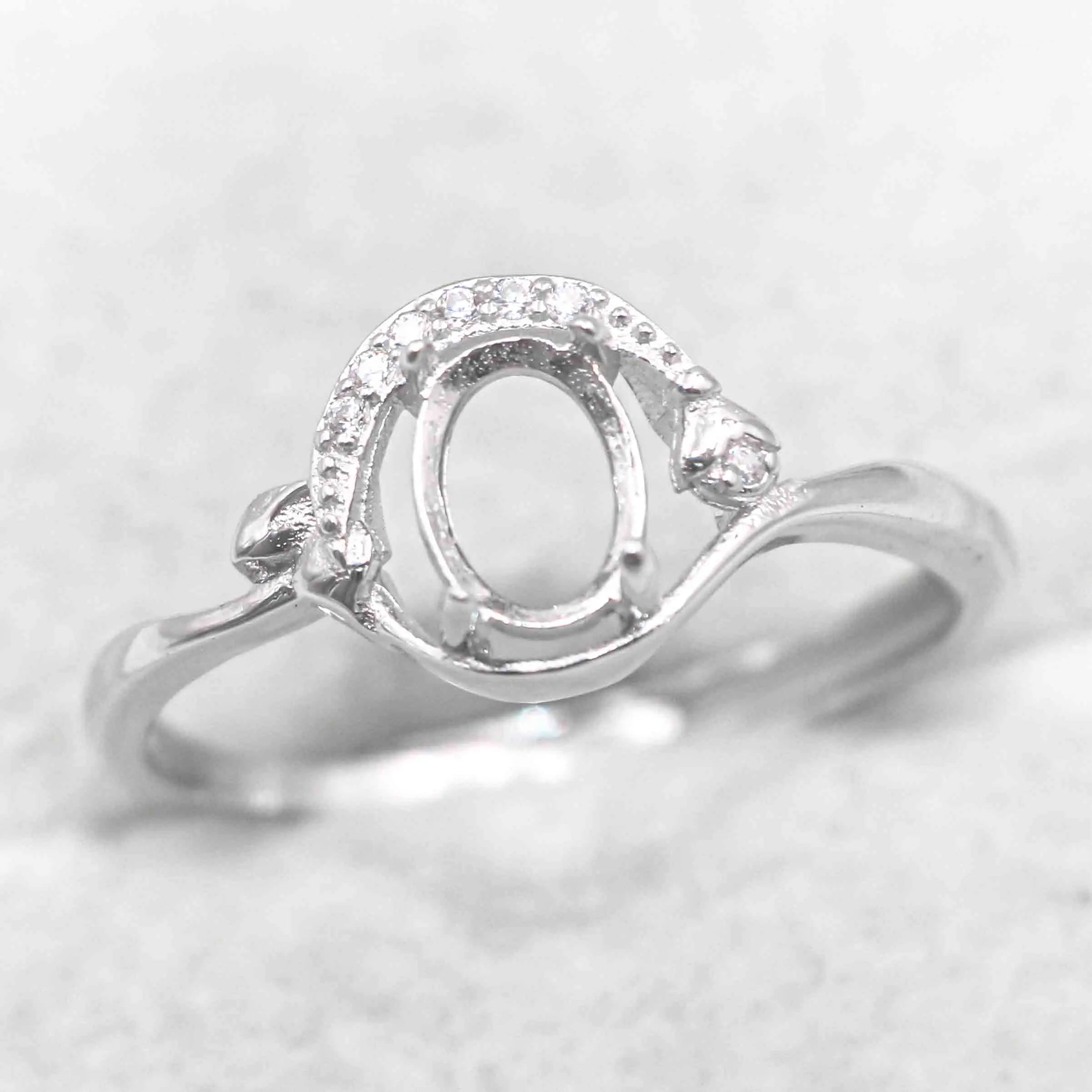 Sterling Silver 5*7mm Semi Mount Ring Empty Frame Blank Support Claw Setting S925 Base Holder Without Center Stone for DIY Inlay