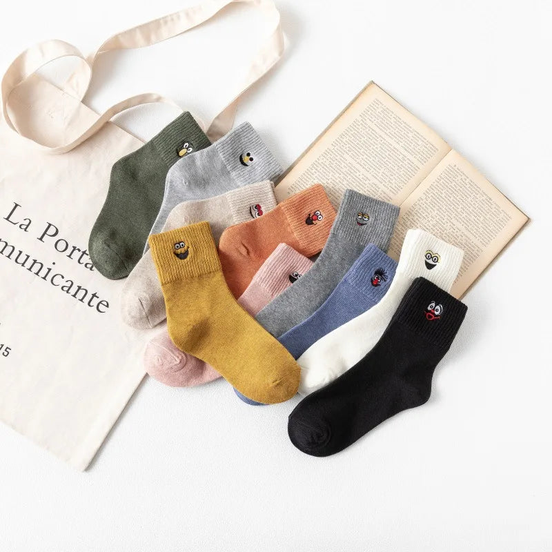Autumn Winter New Socks in Women's Tube Socks Socks Breathable Personality Funny Embroidery Stockings Cartoon Stock
