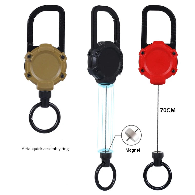 Heavy Duty Retractable Keychain Metal Carabiner Badge Reel Print Fly Fishing Tool Wader Zinger Badge Holder