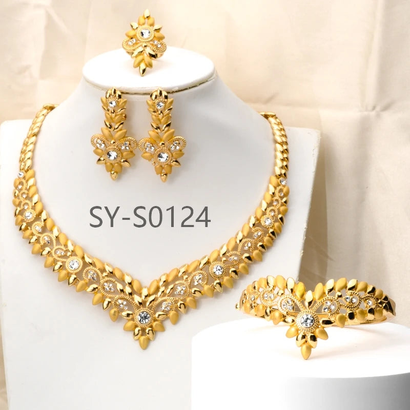 Simple Jewellery Pakistine Luxury Cubic Zircon Crown Bridal Large African Jewellery Ladies Jewelryset Jewelry Sets