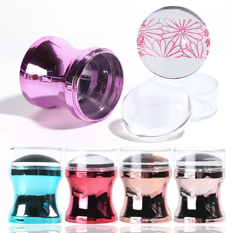 OEM Clear Silicone Heads Nail Stamper With Scrapers Image Transfer Printing Nail Stamper