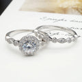 Wholesale Luxury Engagement 2 Piece Rings Real Silver Wedding Ring Set Fine Women Jewelry