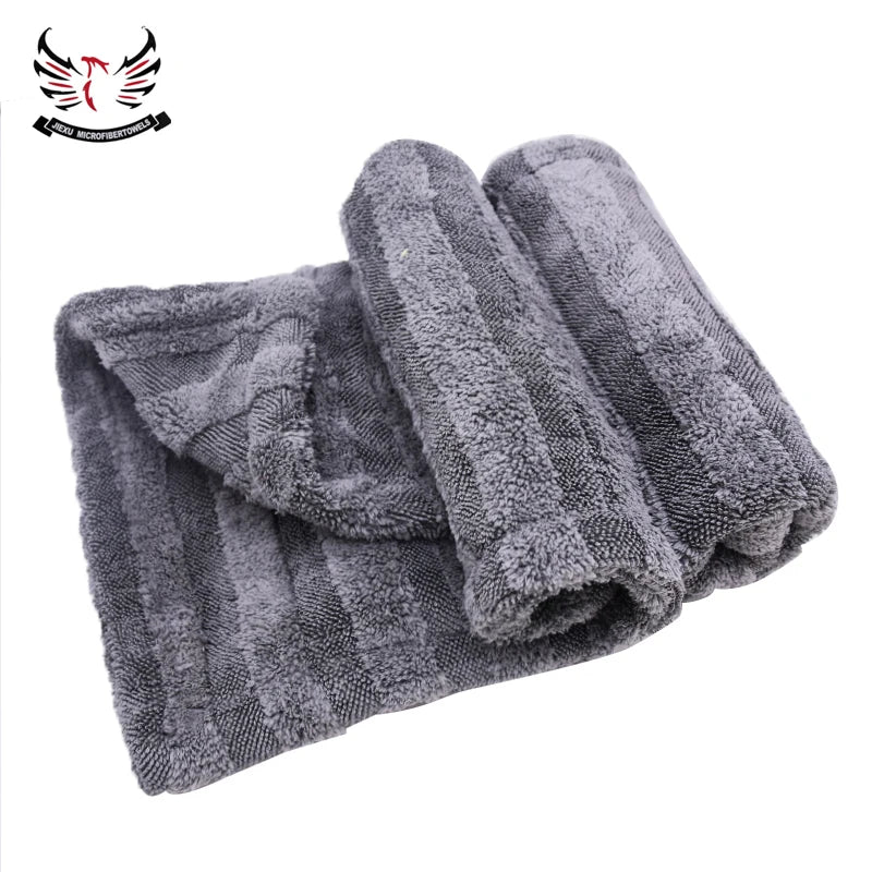 Microfiber Knitted Fleece Car Drying Towel 1200gsm Polyester Twist Pile Quick-Dry Eco-Friendly