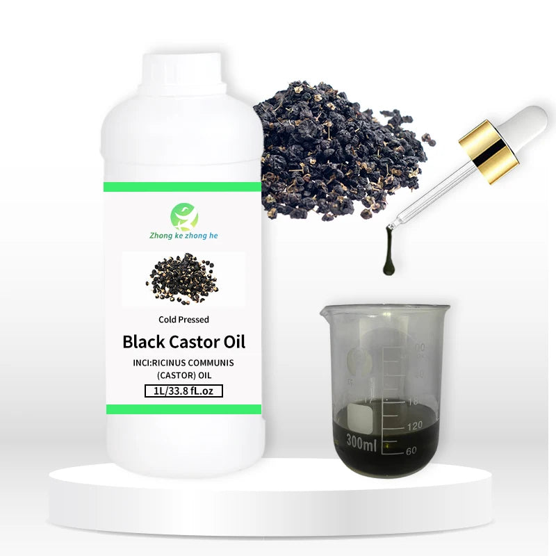 China OEM ODM Cold Pressed 100% Pure Liquid Black Castor Oil Base Oil 1 Liter Bottles for Jamaica