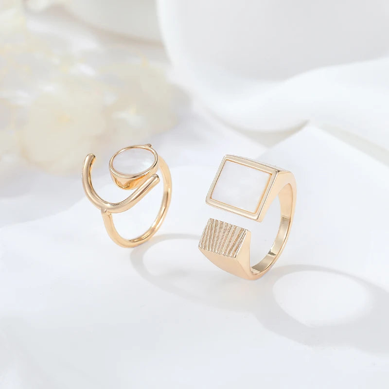 Wholesale Engagement Wedding Korean Style Simple Finger Adjustable Shell Open Women Rings for Ladies Jewelry