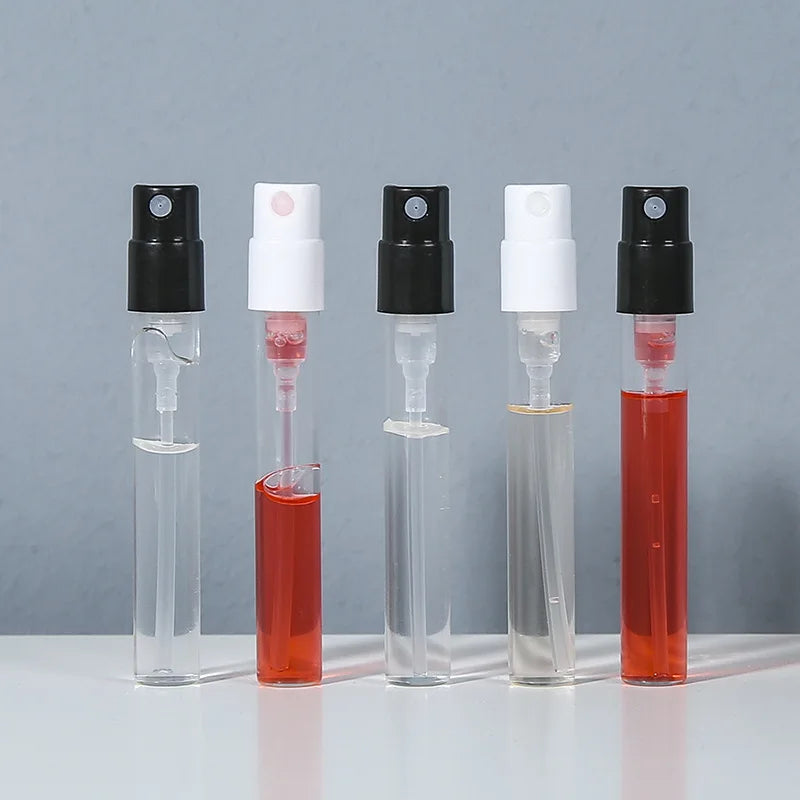 1ml 2ml Empty Small Glass Perfume Tester Bottle Sample Vials with Pump Sprayer Screen Printed Leak Proof