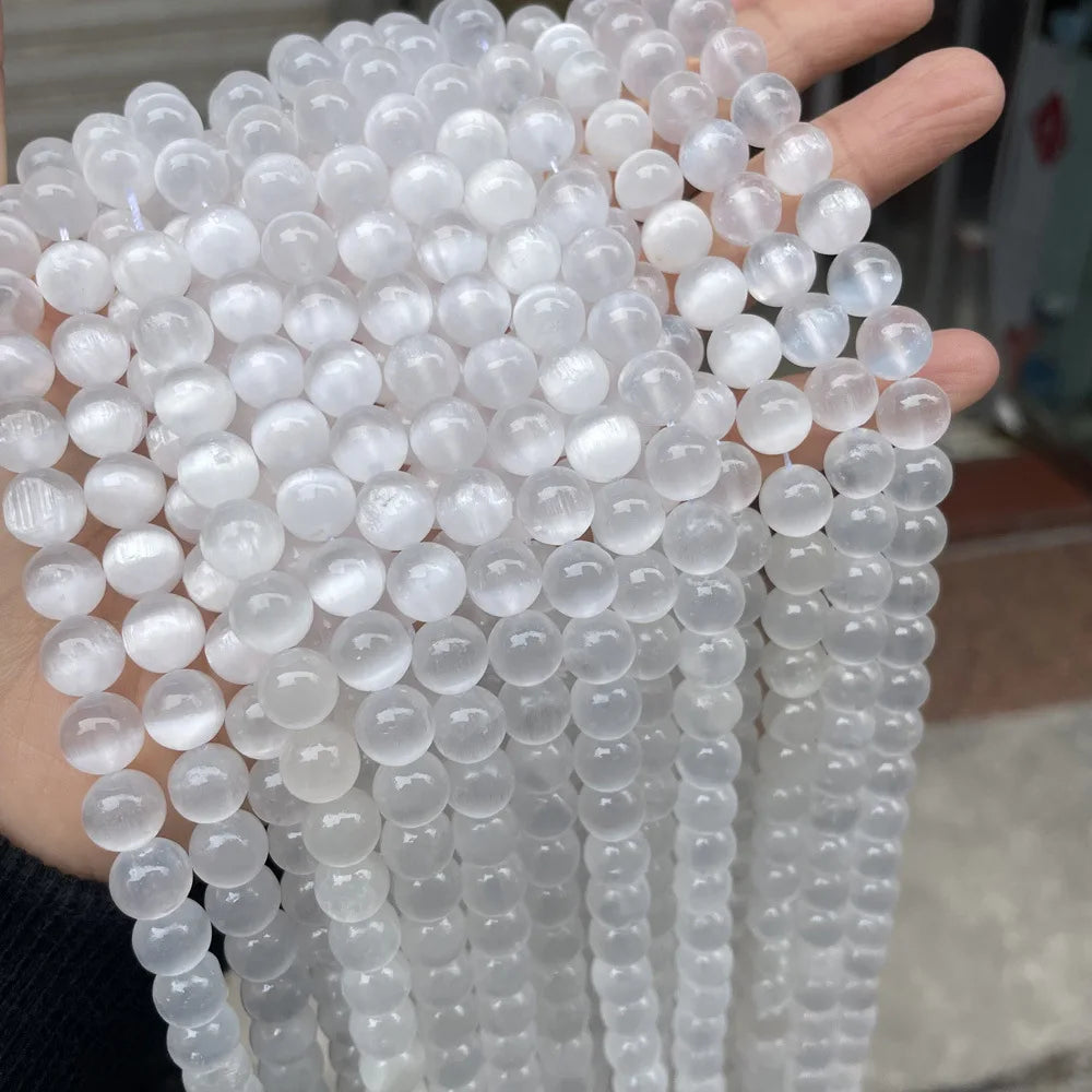 Wholesale 8mm AAA Quality Natural Selenite Round Stone Beads for DIY Necklace Bracelet DIY Jewelry Making