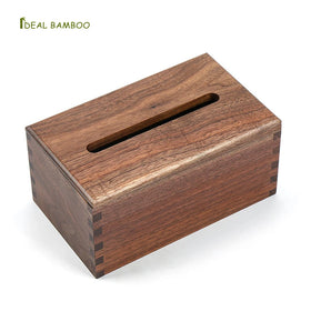 Stock Black Walnut Wooden Tissue Box Holder Paper Cover Wood Desk Storage Boxes for Bathroom Kitchen and Office