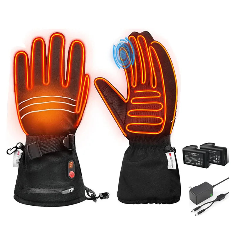 Custom 7.4v Winter Heated Mitten Ski Gloves Electric Battery Rechargeable Heated Gloves With Battery