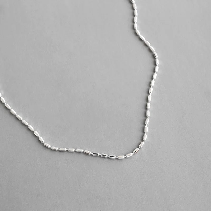 Minimalism Bucket Bead S925 Silver Chain Choker Handmade Short Chain Pure Silver Necklace Sterling Silver Beaded Choker