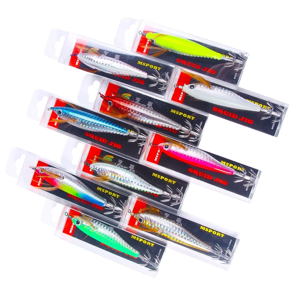 Saltwater Uv Squid Bait Shrimp Jig Luminous Squid Hooks 103mm 9g for Octopus Fishing Lure