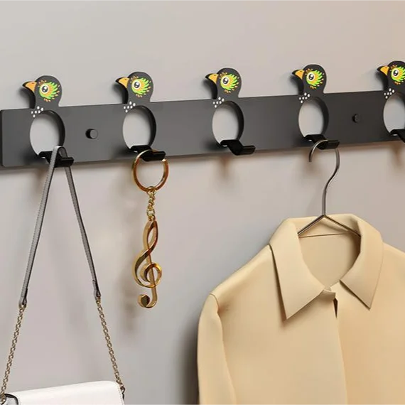 Factory Wholesale Stainless Steel Coat Organizer Rack with 5 Hooks for Bathroom/Kitchen/Door Wall-Mounted Cloth Hanging Hooks