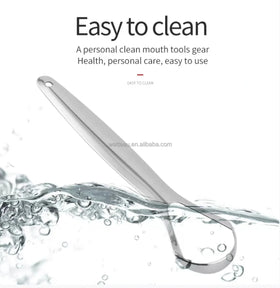 Oral Hygiene Stainless Steel Spoon-Shaped Tongue Scraper Set Eco-Friendly Tongue Cleaner for Fresh Breath