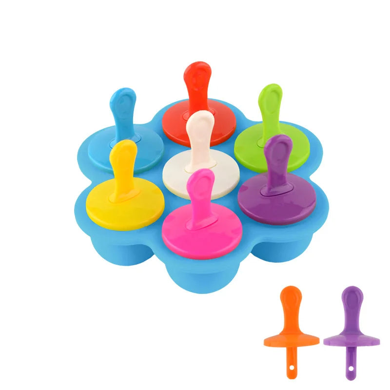 Baby Food Storage Container Ice Cream Ball Mold and Lid Tool Silicone Popsicle Mold 7-chamber Diy Popsicle Mold