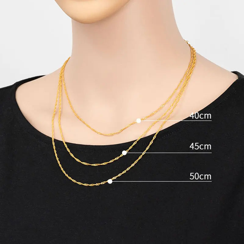 Dainty Gold Twisted Wave Chain Necklace - 17-18 Inch Layering Piece for Women