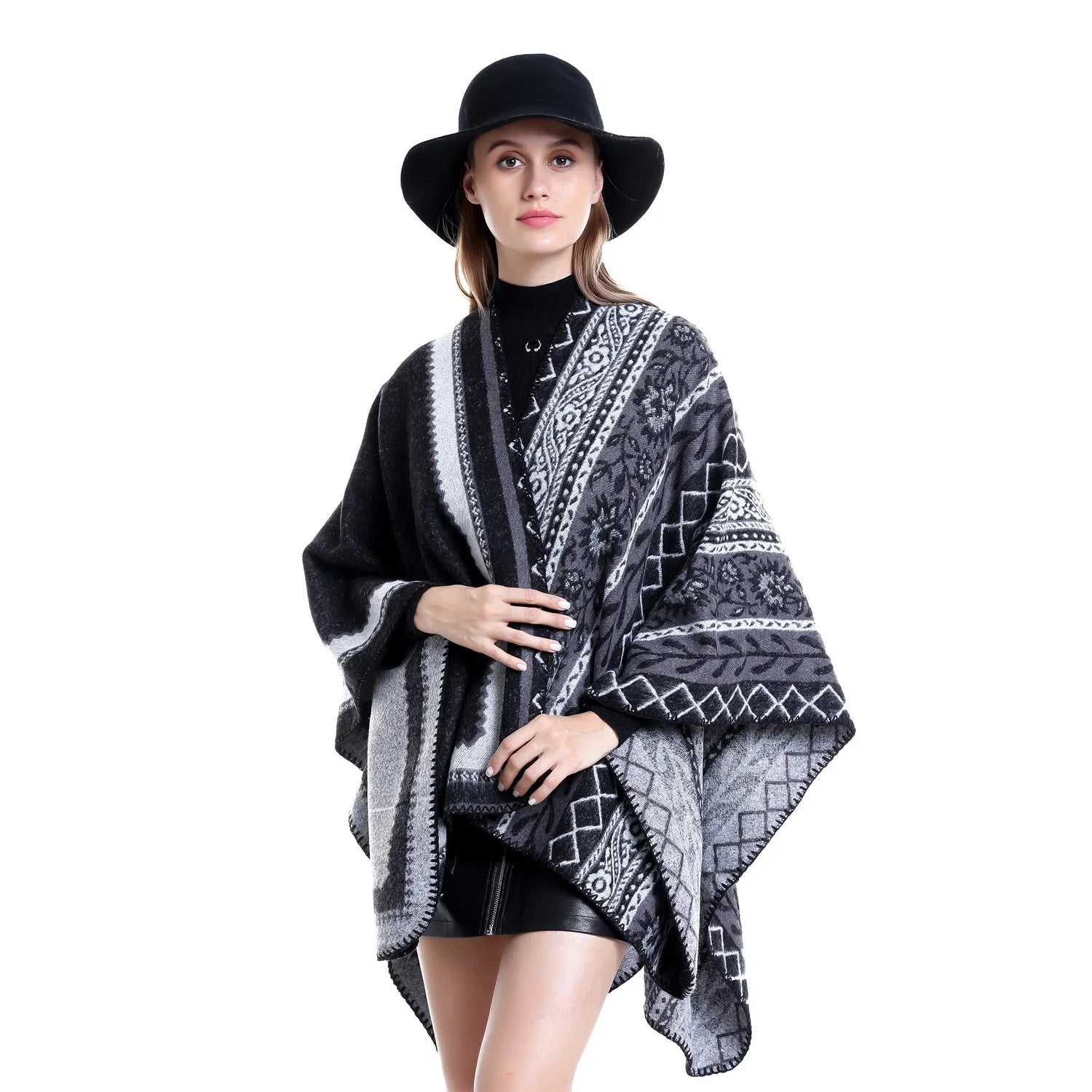 Fashion Winter Women Poncho Multi Design Scarf Shawl for Women