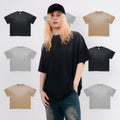 Wholesale Blank Distressed t Shirts Ripped Hole Plain Streetwear T-shirt Men Summer Clothing Jet Dyeing  Cut Damage T-shirt