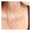 Chris April Fashion Jewelry 316L Stainless Steel PVD Gold Plated Hollow Heart Heart Shape Pendant Necklace with Link Chain