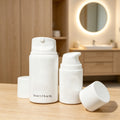 Custom logo Recyclable White Airless Pump Bottle 30ml/50ml Travel Vacuum Spray Bottle for Perfume Shampoo False Eyelashes